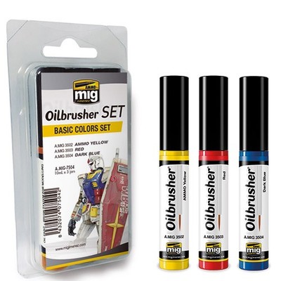Ammo MIG 7504 - Ölfarben mit Pinsel - Basic Colors Set - Neu