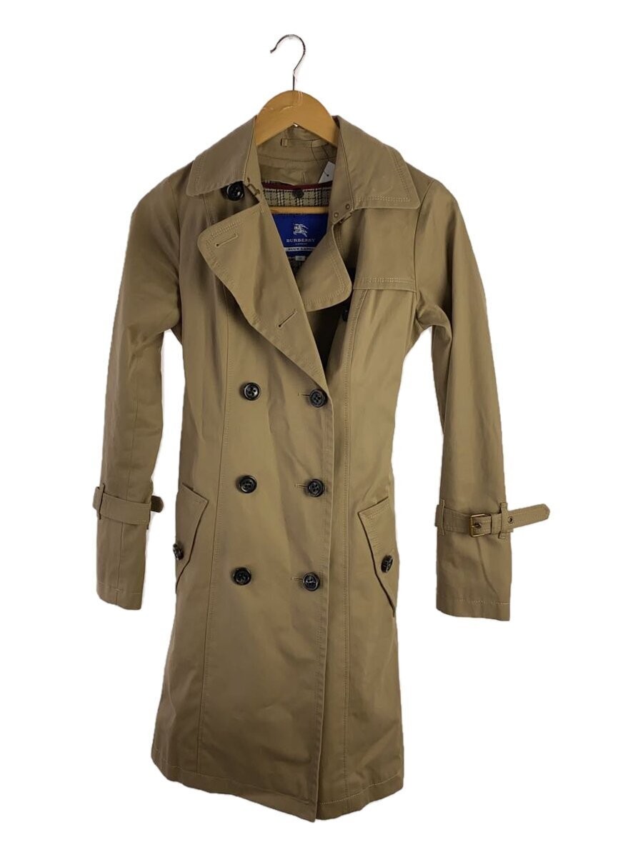 Burberry Blue Label Women's Trench Coat Beige Cotton Size 38 Plain #EG ZHA