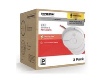 3-Pack USI Hardwired Smoke Detectors Photoelectric Sensor Battery Backup Alarms