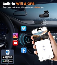 TECIVAL DASH CAM FRONT AND REAR 2.5K 1080P DUAL DASH CAMERA 64GB SD CARD - BLACK