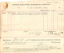 1904 Little Kanawha Railroad Voucher Freight Bill Coal Parkersburg West Virginia