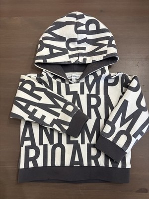 Emporio Armani Baby Pullover Hoodie Sweater 18M White Gray Cotton Blend Logo