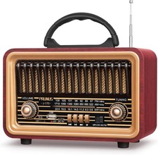 Retro Vintage Radio With Bluetooth Radios Portable Am Fm Rich Bass Stereo Sound