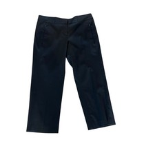 Elie Tahari Pants Navy Blue Cropped Stretch Cotton Minimialist Office Size 4