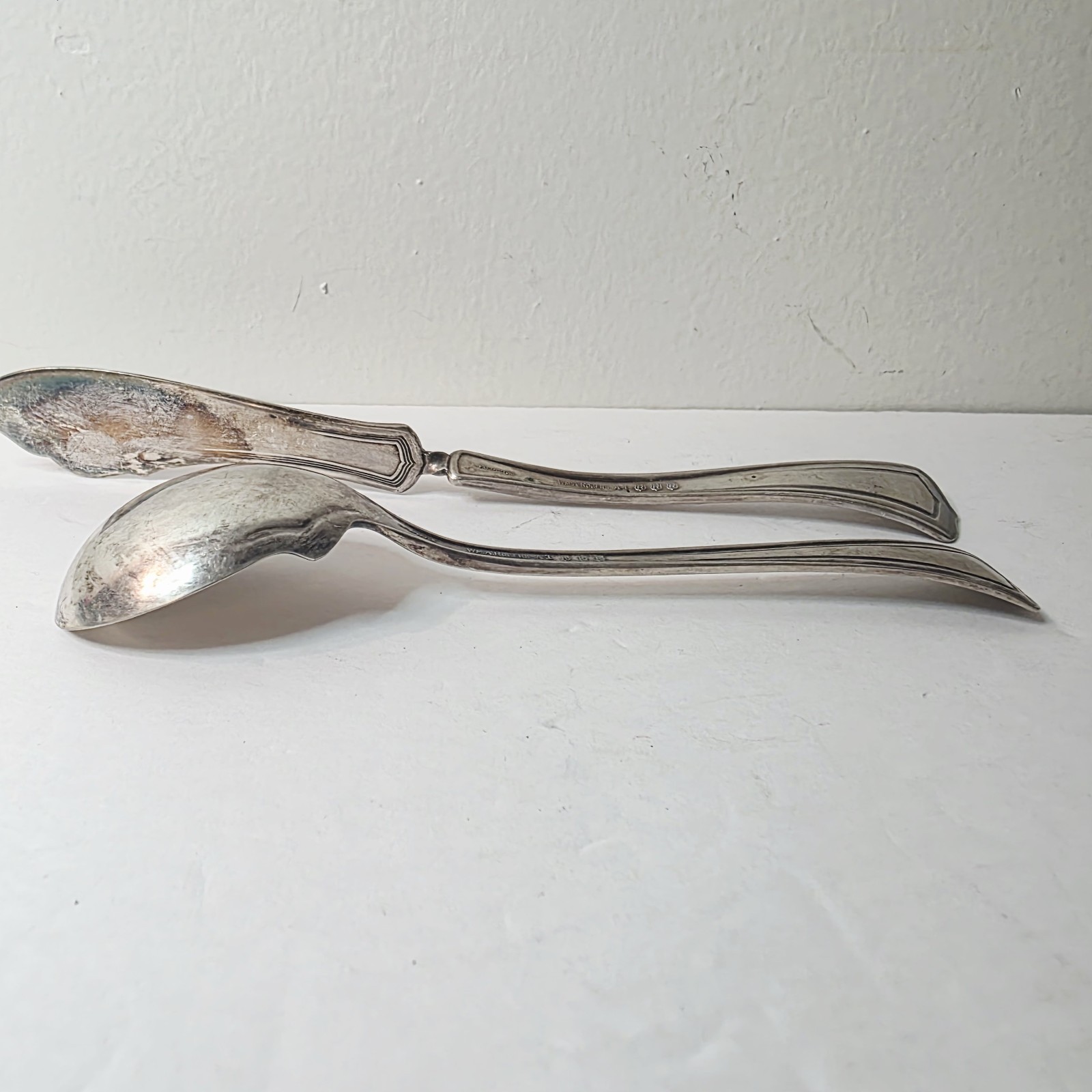 Vtg WM A Rogers A1 Plus Triple Plate Sugar Spoon and Twisted Handle Butter Knife