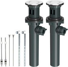 2 Pack Bathroom Sink Drain Assembly with Lift Rod, Lavatory Universal Pop up Dra