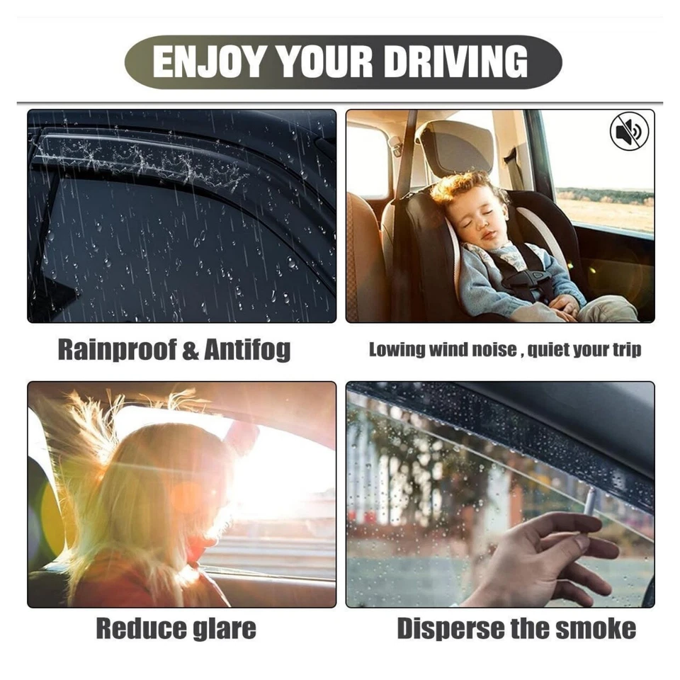 In-Channel Window Rain Guards Fit For Chevy Silverado/GMC Sierra 1500 2019-2025 Foto 4 de 4