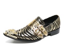 Men's New Fashion British Metal Head Pointy Toe Buckle Strap Party Leather Shoes