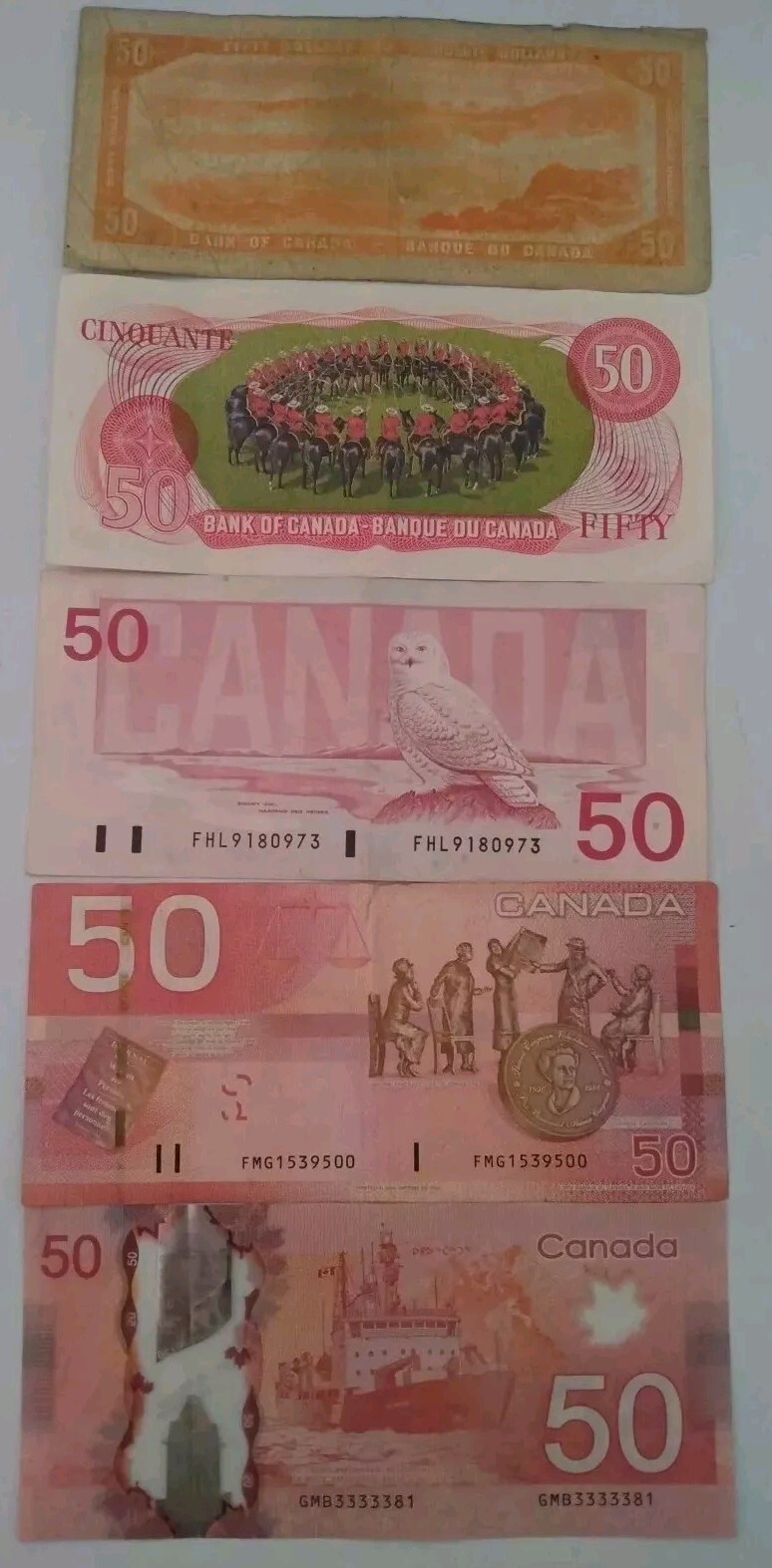1954/1975/1988/2004/2012 🏦BANK OF 🇨🇦CANADA 🇨🇦FIFTY 50🤩💵BANKNOTE💵🤑RARE ...