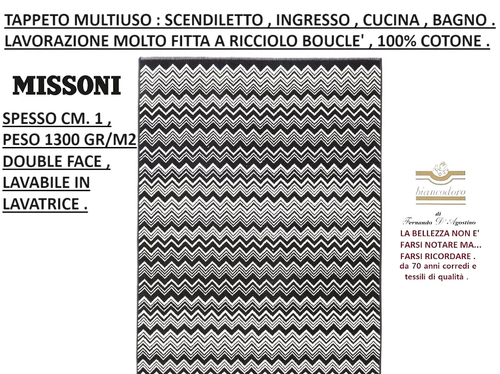 Tappeto MISSONI multiuso double face , cm. 160 x 70 , disegno 3D , 100% cotone