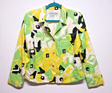 Nancy Bolen City Girl Blazer Jacket 100% Silk Womens Petite S Abstract Geometric