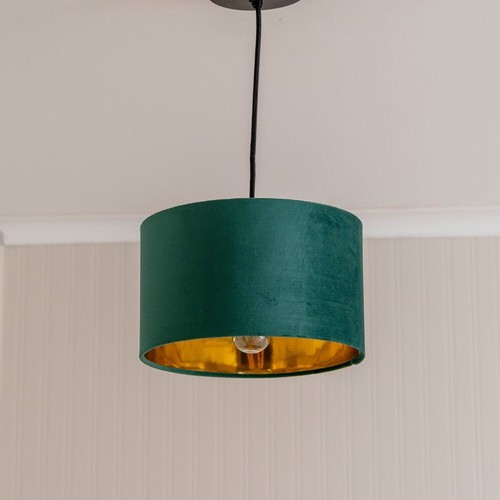 Lampshades Ceiling Light Shade Easy Fit Velvet Drum Pendant Metallic Inner 25cm - Picture 7 of 30