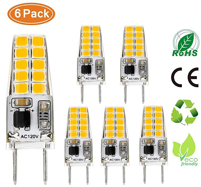 6 Pack G8 Led Bulb Dimmable 3W Equivalent To G8 Halogen Bulb 35w T4 Bi-Pin Base - Image 2 of 4