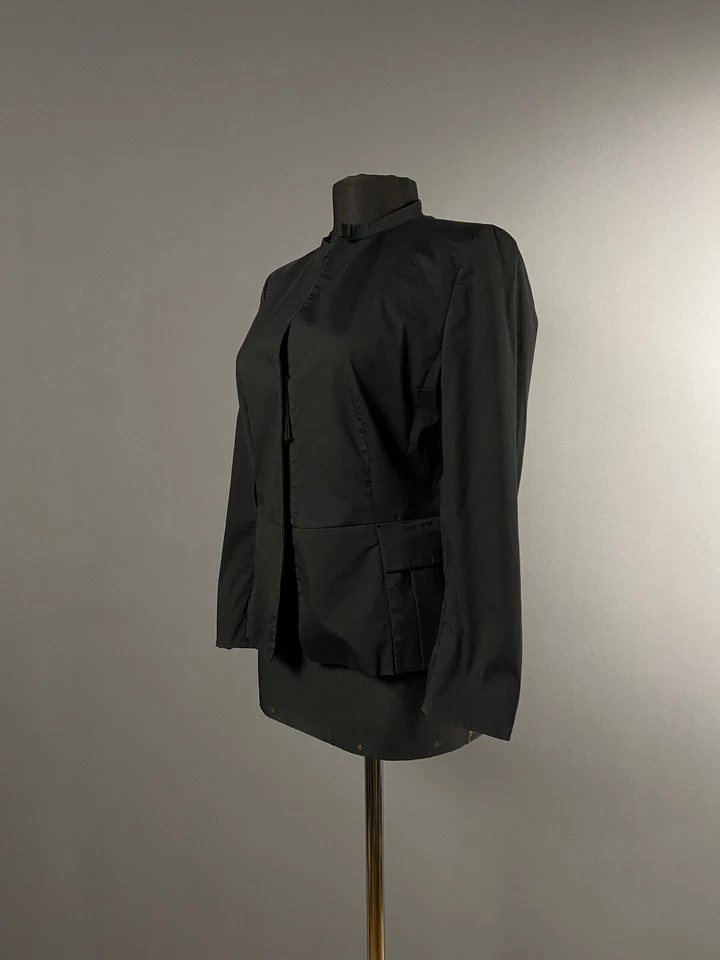 Abrigo Chaqueta Blazer Akris Punto Mujer Negro Algodón Cremallera Ligero Talla US 6 36 S Foto 4 de 4