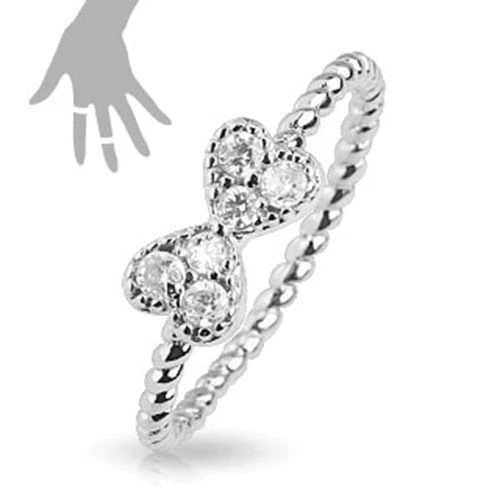Zehenring Schleife Fußring Mid Midi Ring Silberfarben Zirkonia Kristalle Klar