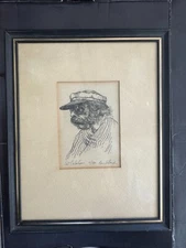Pat Celaben Etching 4/50 – Signed Portrait Print Framed Vintage Art