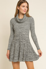 Calvin Klein Dress Womens Size Large Gray Stretch Cowl Neck Ruffles Short Length