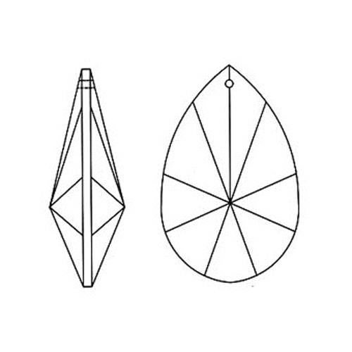 5 Asfour 873-38mm 30% Lead Crystal T-Drop Chand Prism Pendants w/Bead Tops-Brs  - Picture 6 of 9