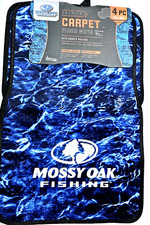 Mossy Oak Fishing Premium 4pc Full Set Auto Car Carpet Floor Mats Blue Rubber