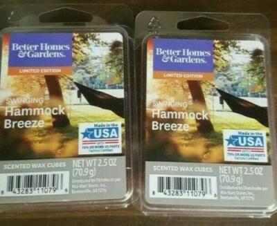 2 Packs Better Homes & Gardens Limited Edition Hammock Breeze Scented Wax Cubes