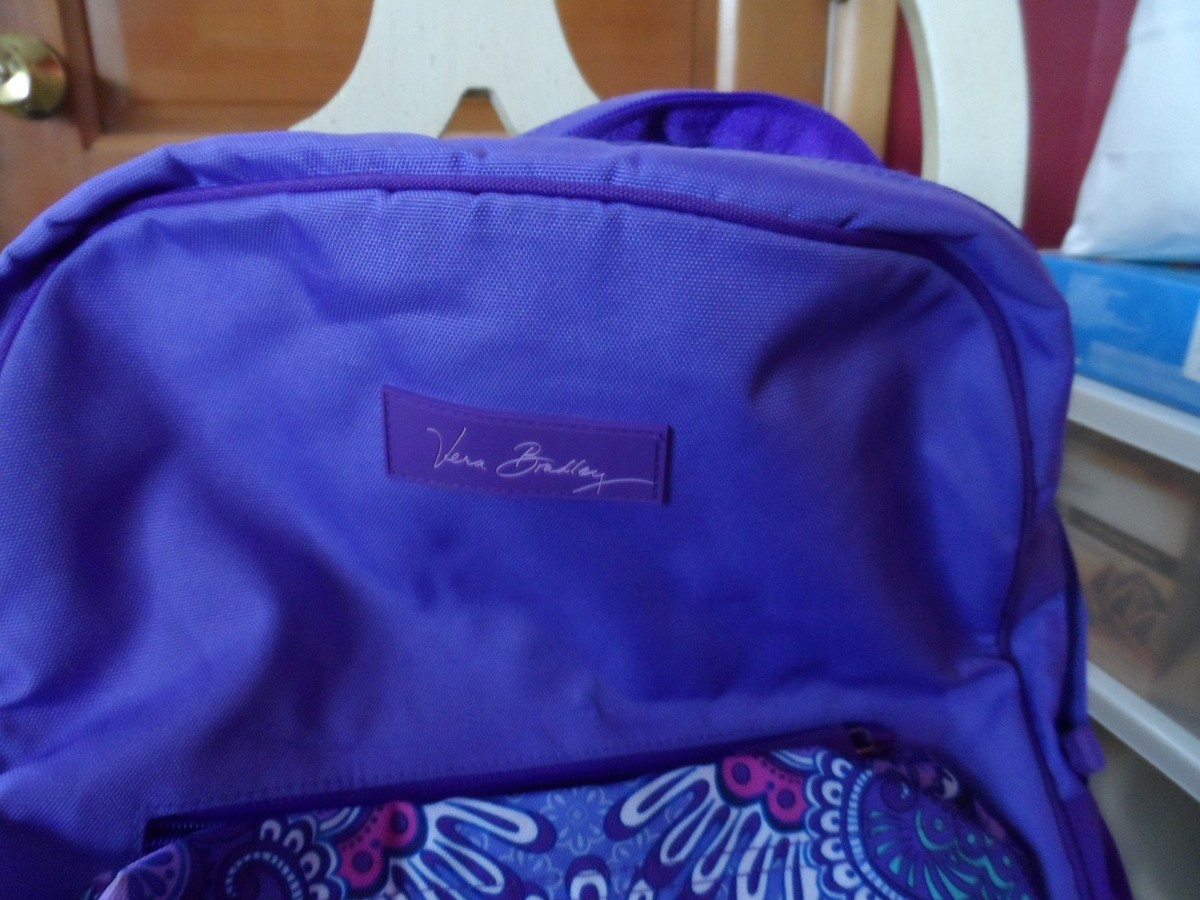 Vera bradley lighten Up Colorblock large nylon backpack multi violet EUC‎ Vera Bradley Lighten Up Colorblock Nylon Floral Backpack in  main image 3