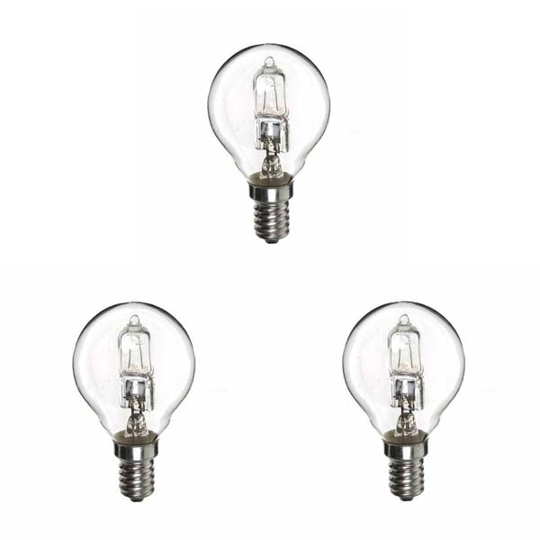 Low Energy Halogen G45 18W (equivalent to 25 watt) E14 clear 3 pack