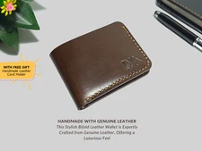Handmade Genuine Bifold Wallet, Minimalist & Durable, Perfect for Daily Use