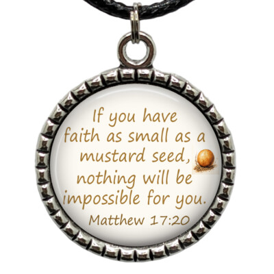 Matthew 17:20 Necklace Mustard Seed Faith Bible Scripture Religious Gifts 