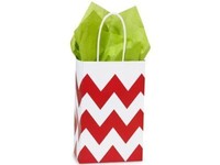 Red & White Chevron Small Shopper Gift Bags - Quantity Of 25 on sale Red & White Chevron Small Shopper Gift Bags - Quantity Of 25 on sale