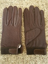 Showman Brown Horse Riding Western English Pimple Grip Gloves xSmall