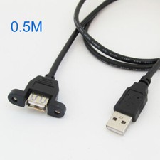 5pcs 50cm USB 2.0 A Male to A Female Panel Mount Screw Hole lock Extension Cable