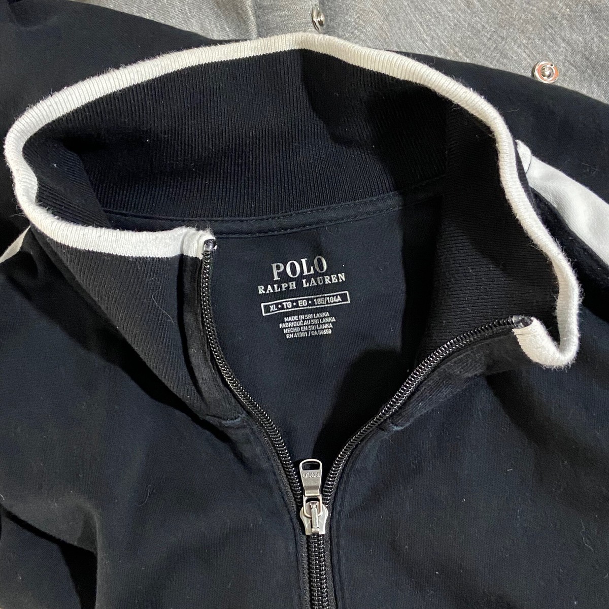 Vintage Polo Ralph Lauren Mens XL Black Zip Jacket White Vintage Polo Ralph Lauren Mens XL Black Zip Jacket White