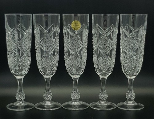 Five Champagne Flutes 'Palais' By Cristal d’ Flandre - Picture 3 of 5