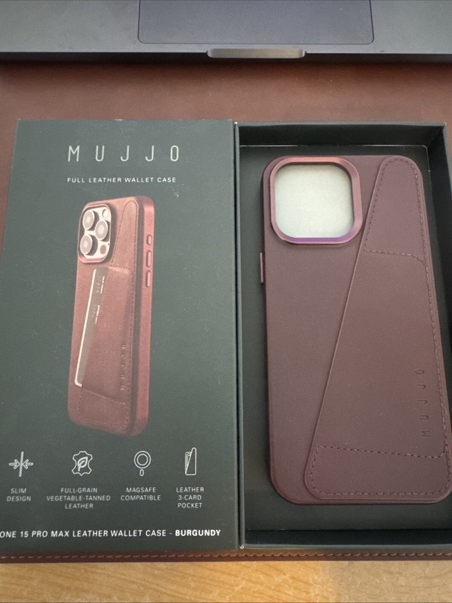 iPhone 15 Pro Max Mujjo Leather Wallet Case Burgundy | eBay