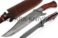 18" SPARK CUSTOM HANDMADE DAMASCUS BADASS HUNTING PREDATOR BOWIE KNIFE W/SHEATH
