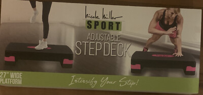 Nicole Miller Aerobic Exercise Step Deck Adjustable Workout Fitness Stepper Plat