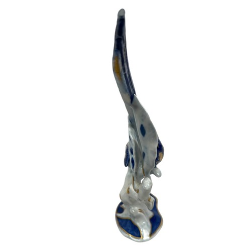 Vintage Rosenthal Paradieswitwe Bird Figurine 10.5" Blue white & Gold Porcelain - Picture 2 of 12