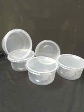 16oz Clear Plastic Round Food Storage Containers Tub With Lids Takeaway 50PC New