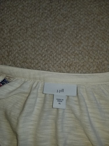 Womens Top-J. JILL-ivory cotton knit embroidered BOHO Coastal 3/4 bell sl-XL - Picture 4 of 4