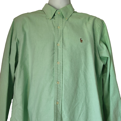 Polo Ralph Lauren Dress Shirt Mens Large Classic Fit Light Green 100%  Cotton | eBay