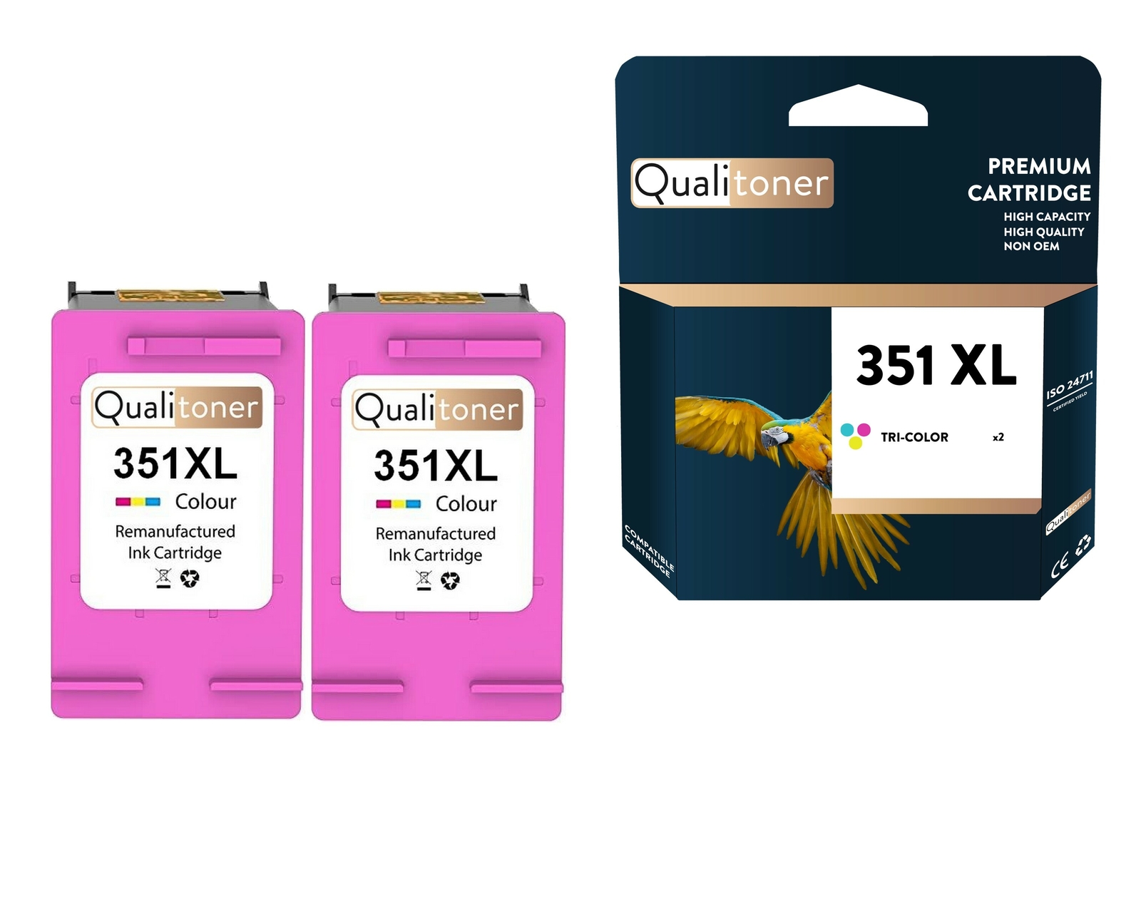 Cartouche HP 351CLXL couleur QUALITONER lot de 2 haute capacité pour des impressions éclatantes