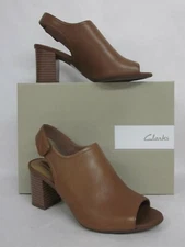 Clarks Deva Jayleen Tan Open Toe Slingback Heel - size 7