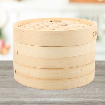  1 Set Bambus-Dampfkorb, 2-stufiger Dampfgarer für Dim Sum chinesische