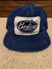 Vintage Corduroy Bevicap Snapback Trucker Hat Made In The USA Blue