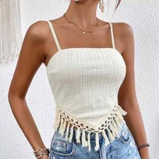 Maglia Maglietta Donna T-shirt Canotta Top Fascia Bianco Beige Maglia 72028