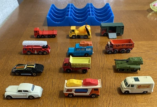 Lot Of 12 Vintage Lesney Matchbox Toy Cars In Tray From The Carrying Case