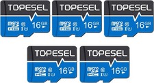 TOPESEL 16GB 5pcs Micro SD SDHC Memory Card SD Card High Speed Micro Card Blue