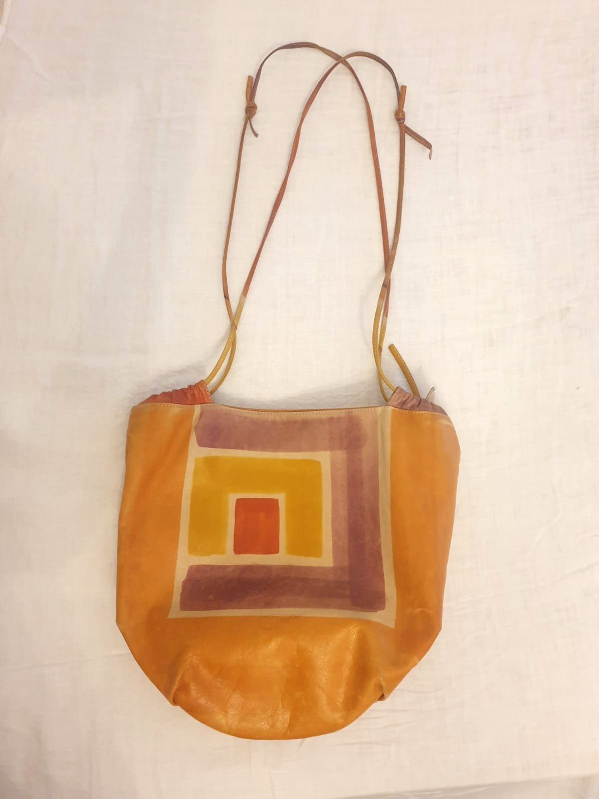 Borsa Tracolla Vintage "Astore Venezia"-linea acquarello (Pelle dipinta a mano)