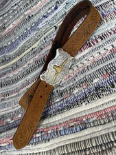 Tony Lama Child  s VTG Leather Hand Tooled Belt 22 Inches Long With Buckle
