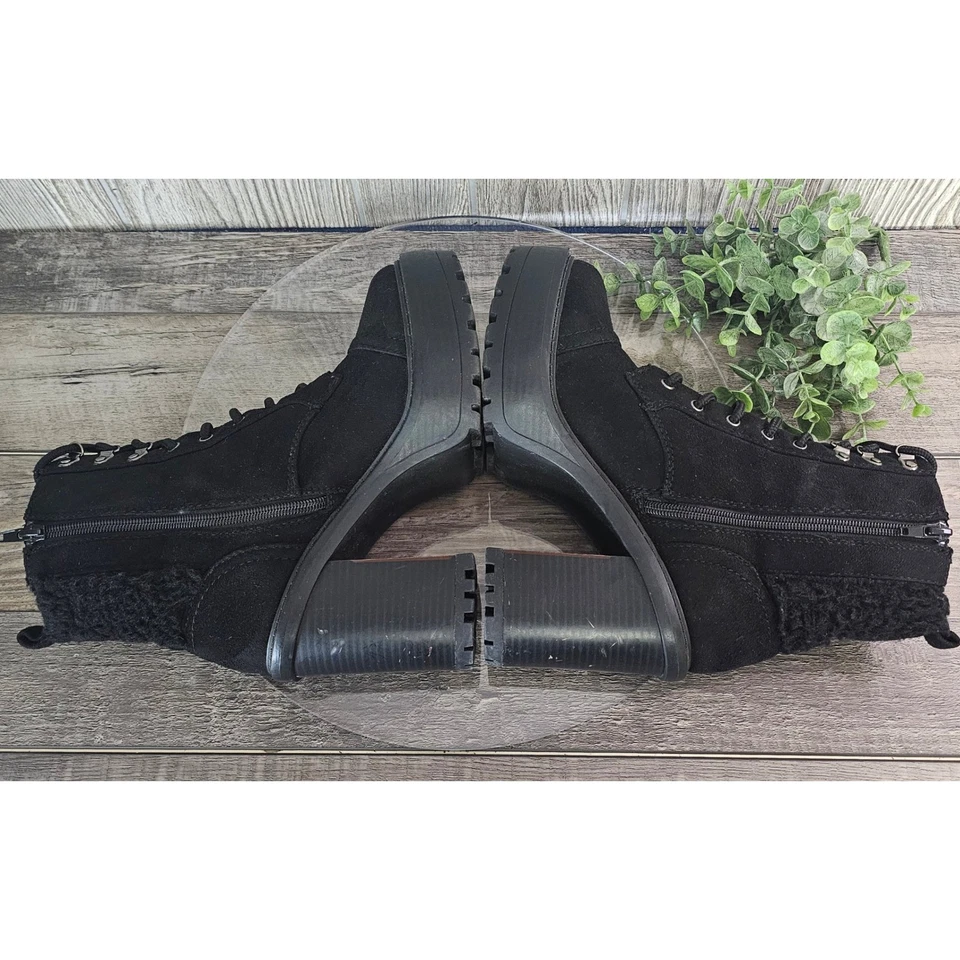 Botas con cordones de plataforma negras Soda Sherpa al tobillo tacón grueso para mujer 7,5 Y2K góticas Foto 4 de 4